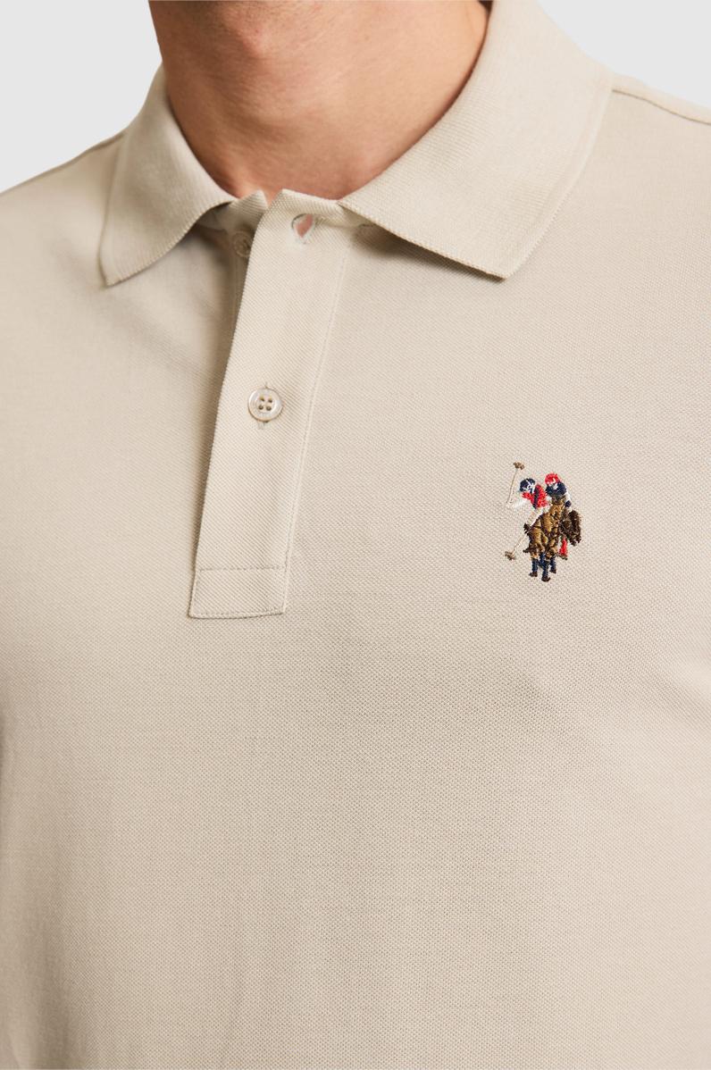 Erkek Açık Haki Regular Fit Polo Yaka Basic Tişört