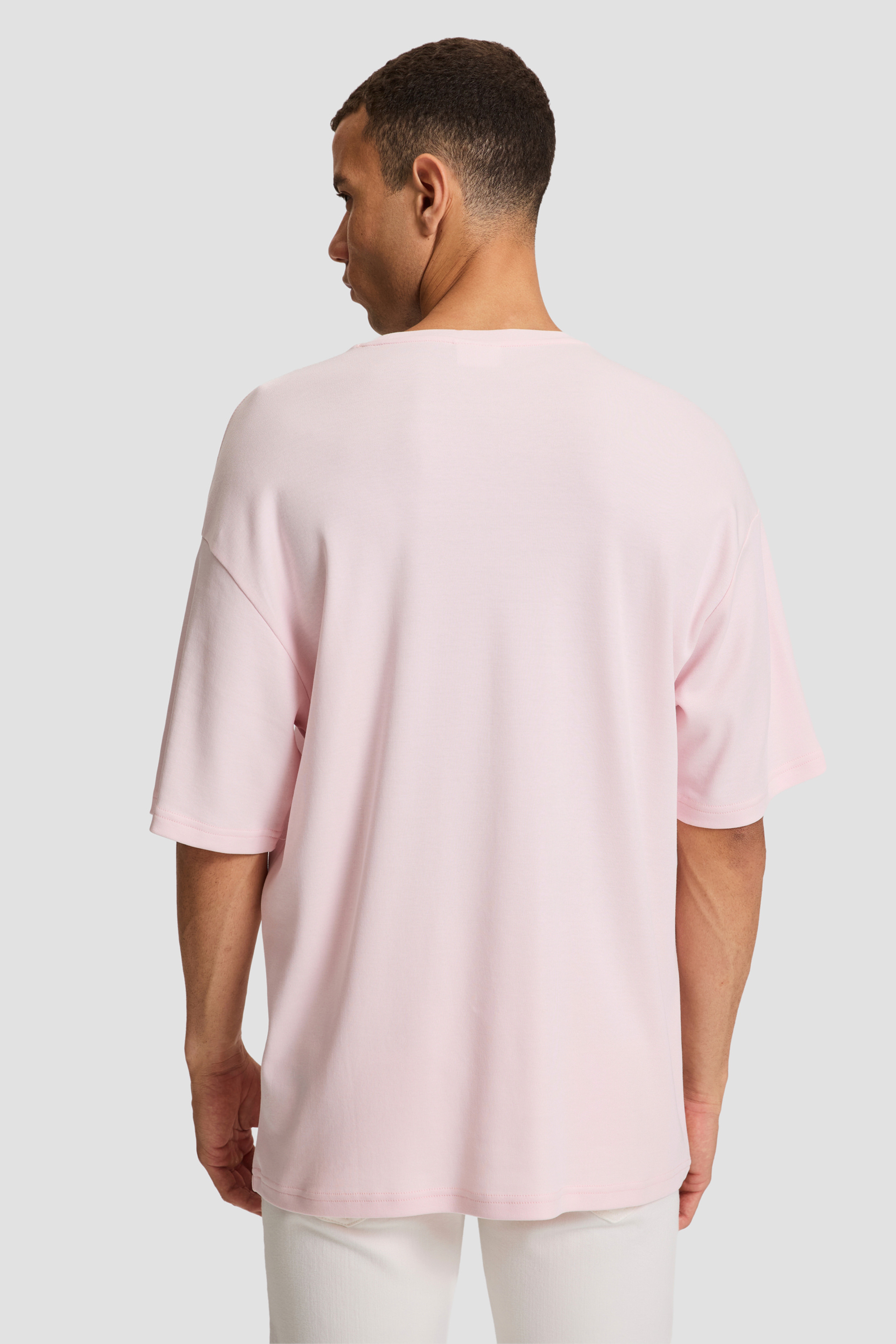 Erkek Açık Pembe Comfort Fit Bisiklet Yaka Tişört - Image 5