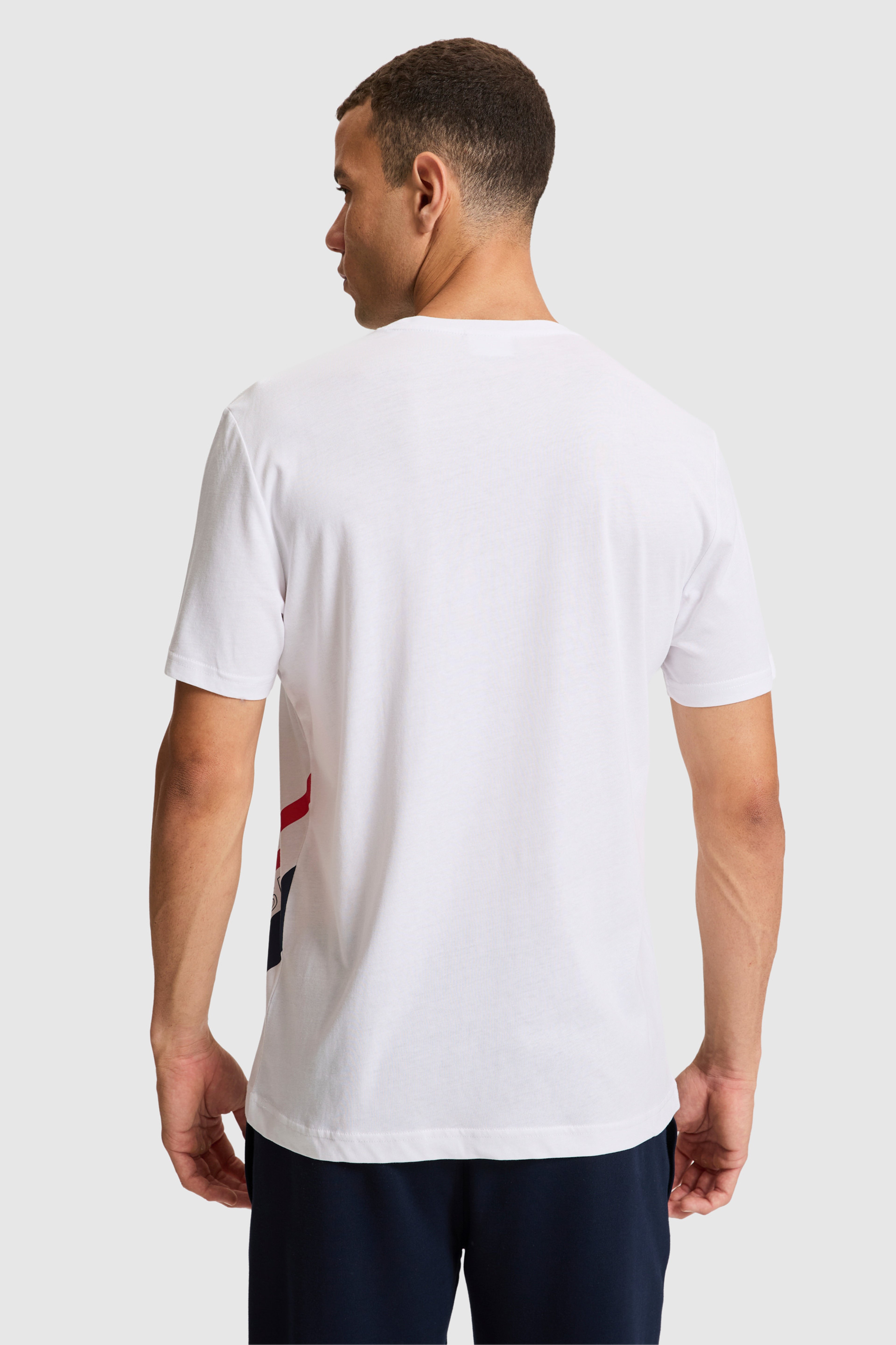 Erkek Beyaz Regular Fit Bisiklet Yaka Basic Tişört - Image 5