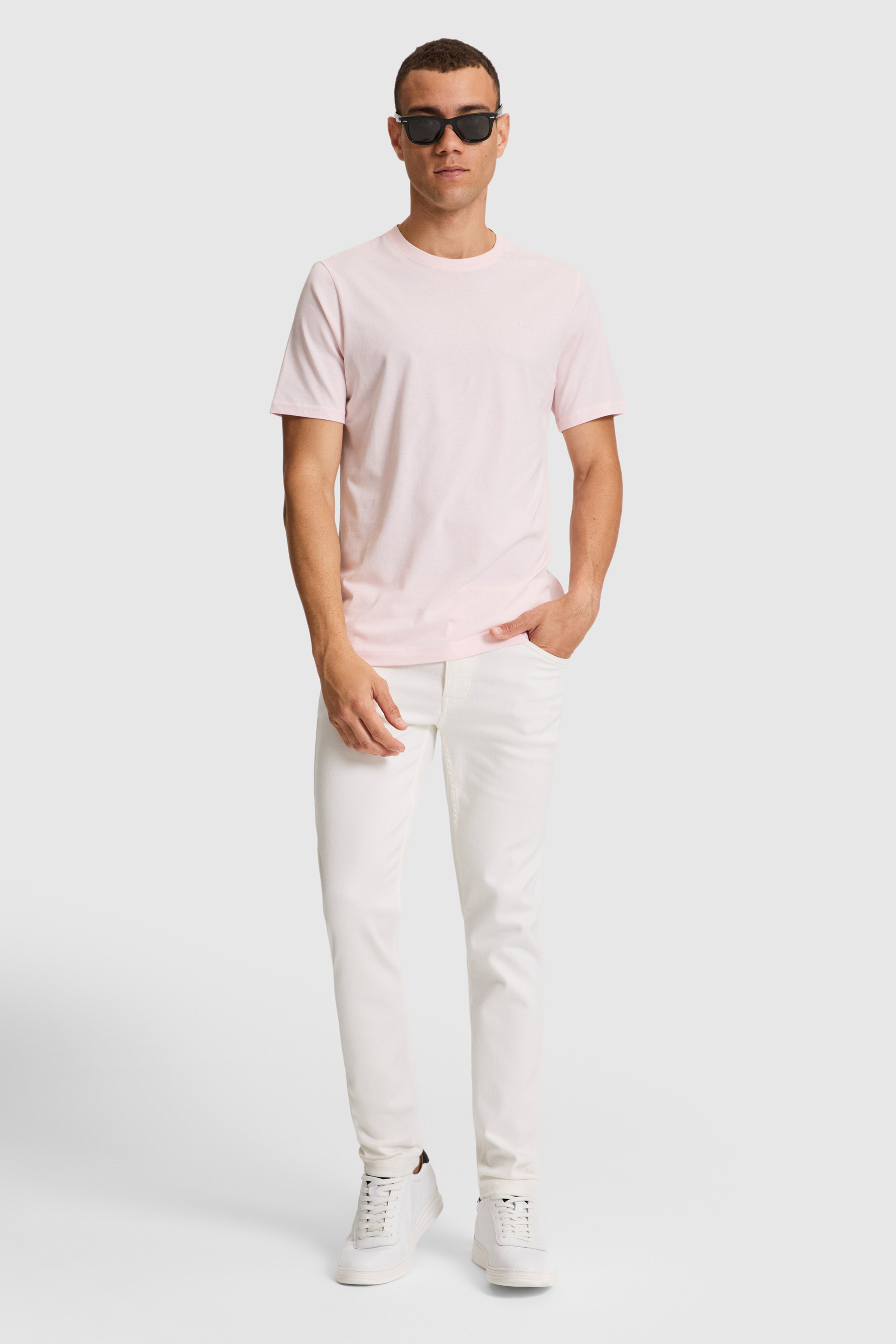 Erkek Açık Pembe Regular Fit Bisiklet Yaka Basic Tişört - Image 5