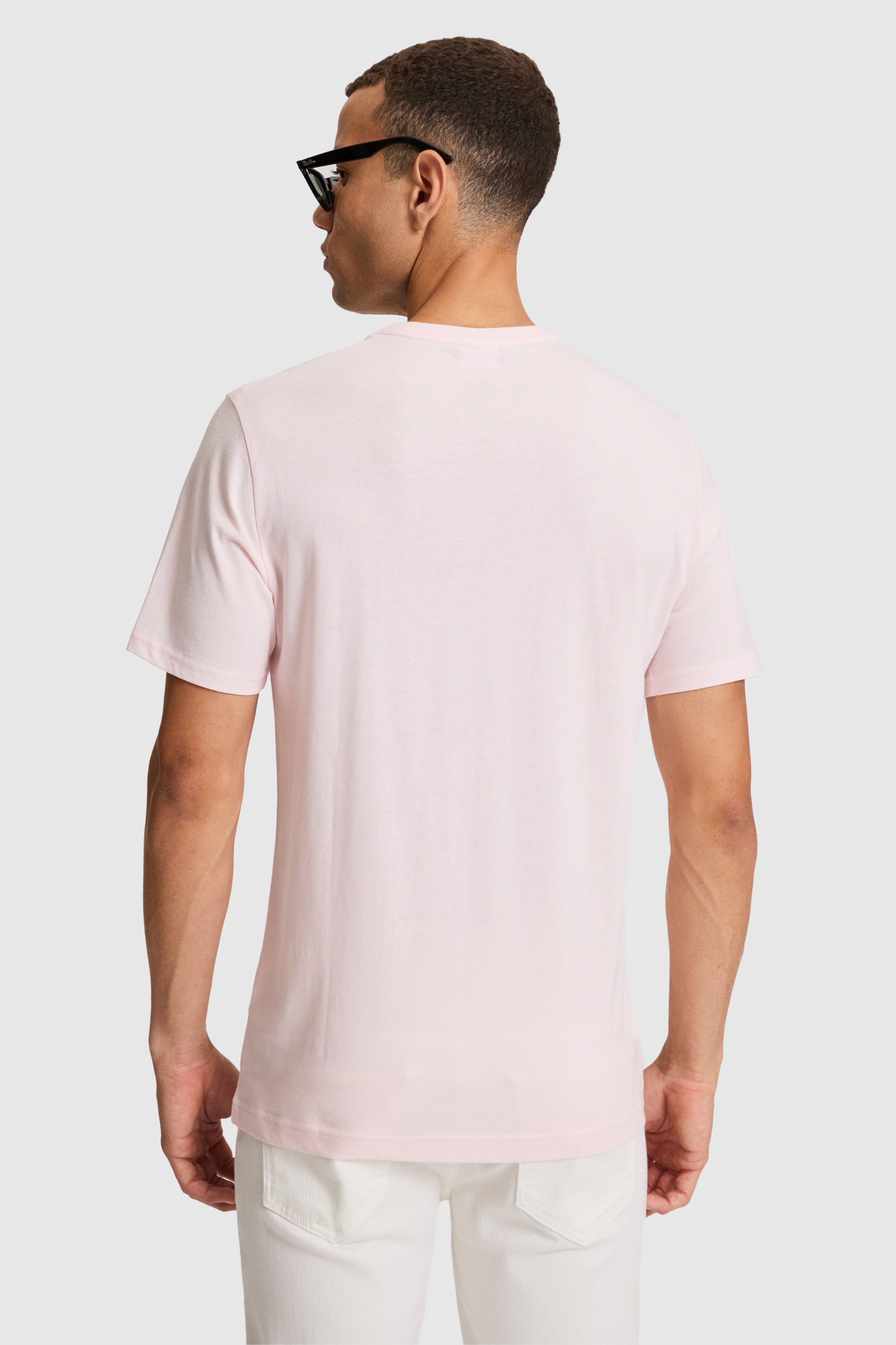 Erkek Açık Pembe Regular Fit Bisiklet Yaka Basic Tişört