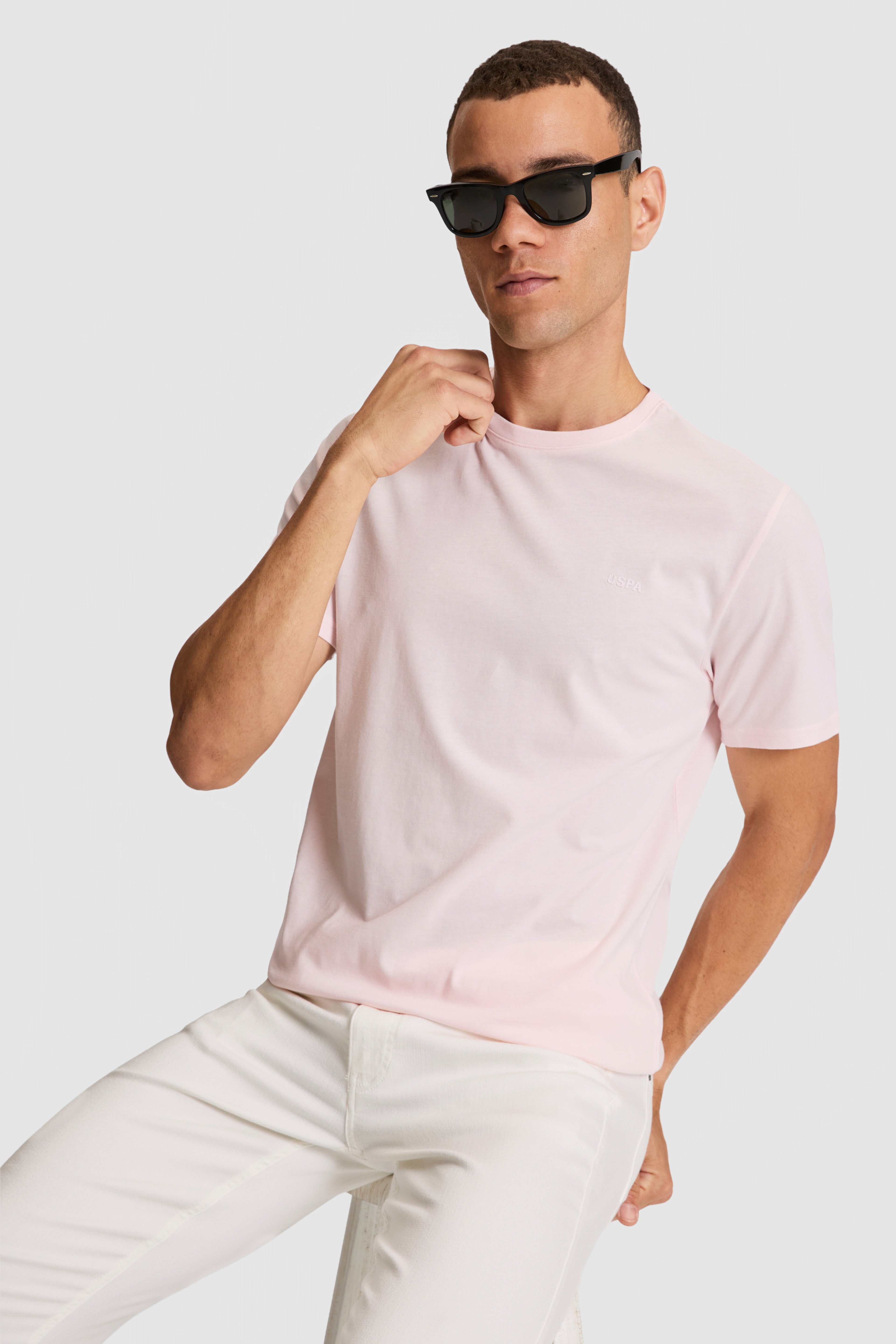 Erkek Açık Pembe Regular Fit Bisiklet Yaka Basic Tişört - Image 1