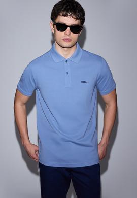 Erkek İndigo Regular Fit Polo Yaka Basic Tişört - 50326963062