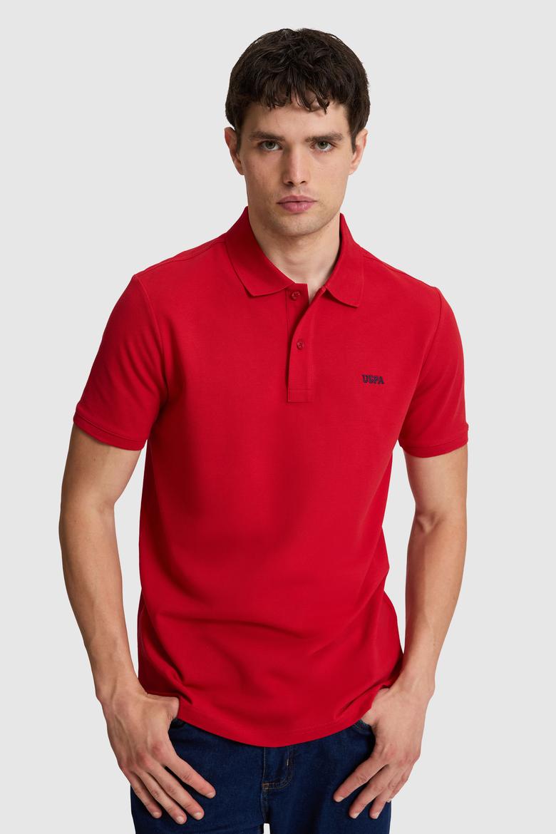 Erkek Kırmızı Regular Fit Polo Yaka Basic Tişört - 50326963177