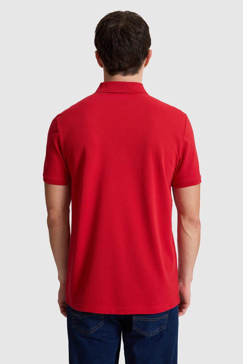 Erkek Kırmızı Regular Fit Polo Yaka Basic Tişört - 50326963177