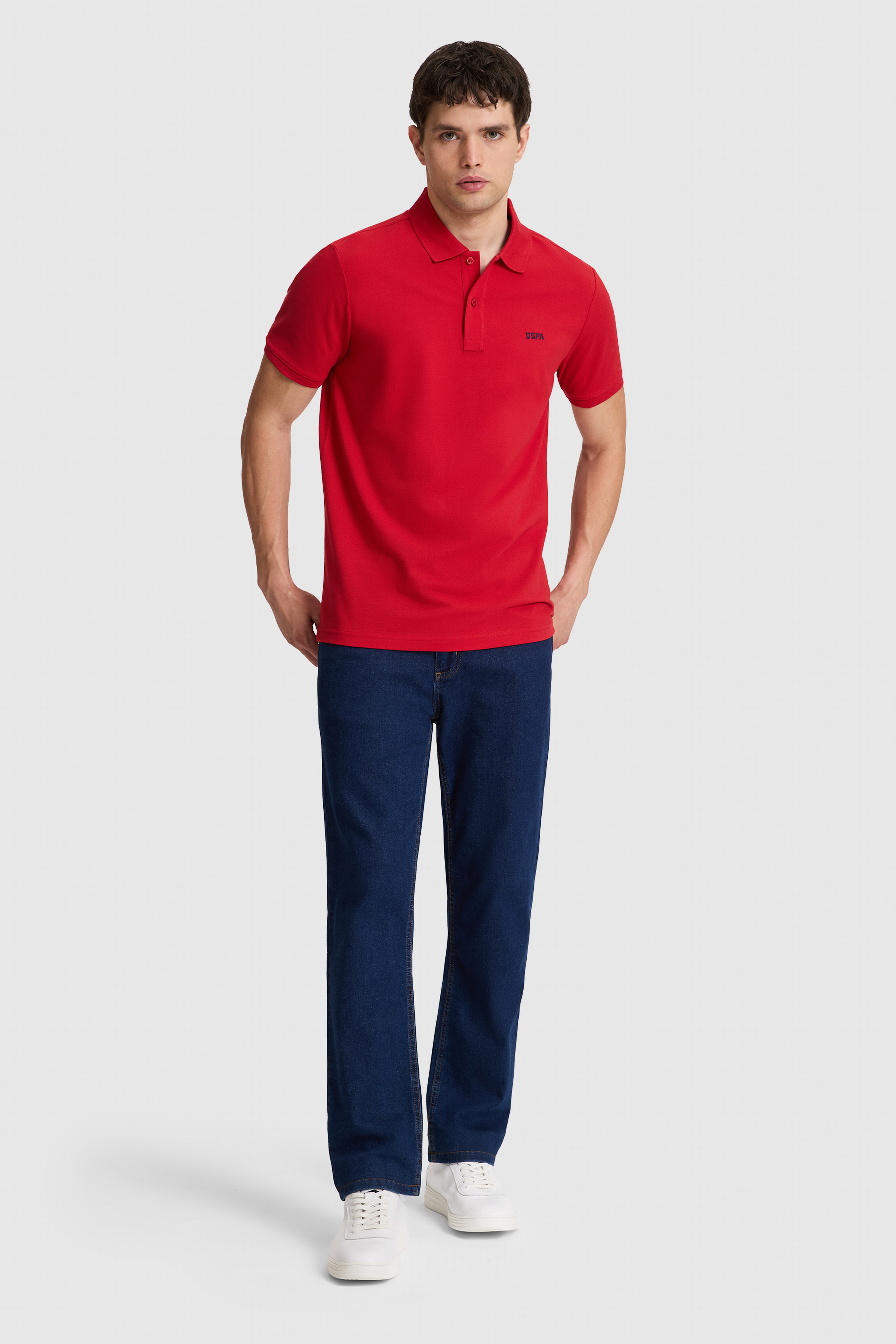 Erkek Kırmızı Regular Fit Polo Yaka Basic Tişört - Image 4