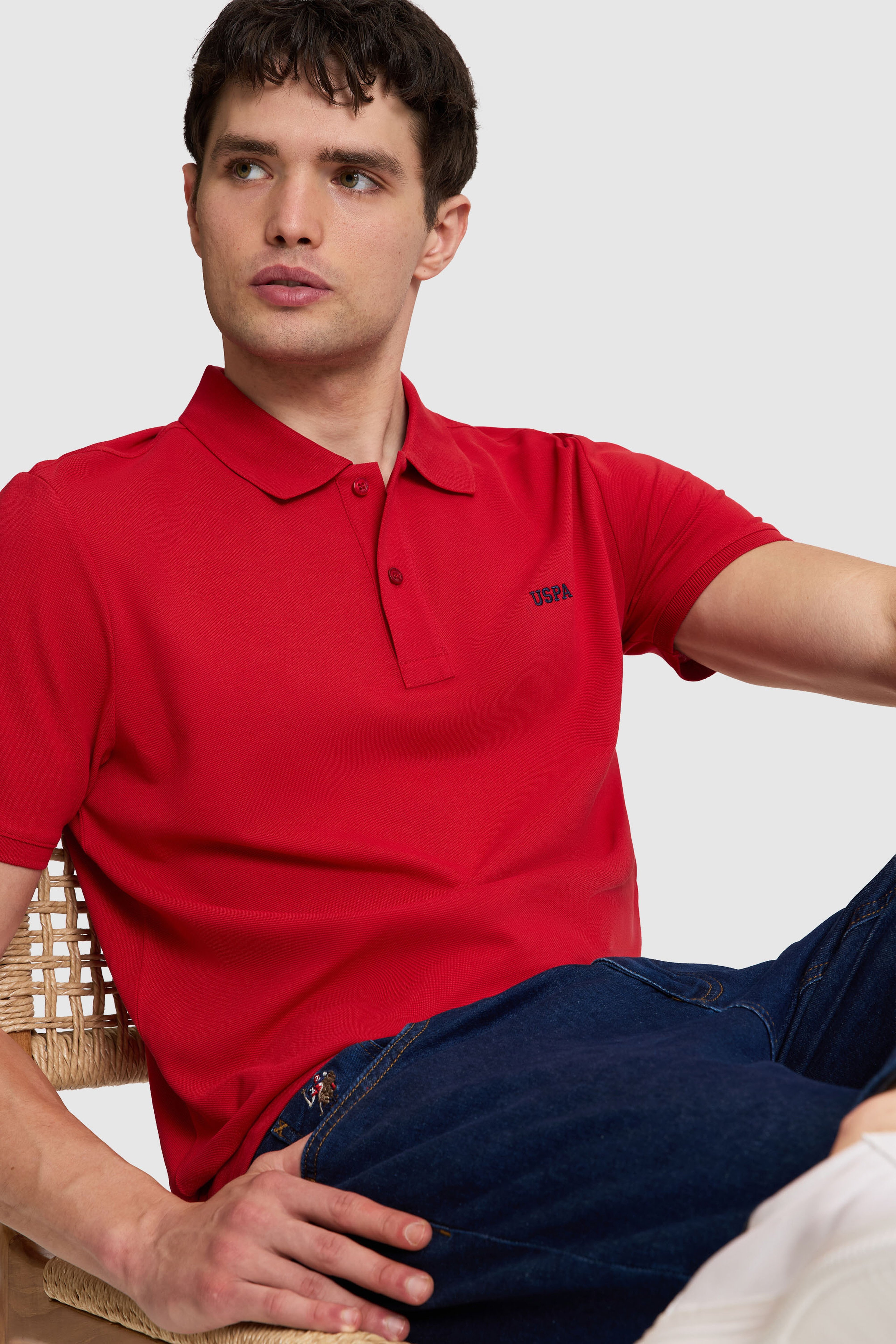 Erkek Kırmızı Regular Fit Polo Yaka Basic Tişört - Image 1