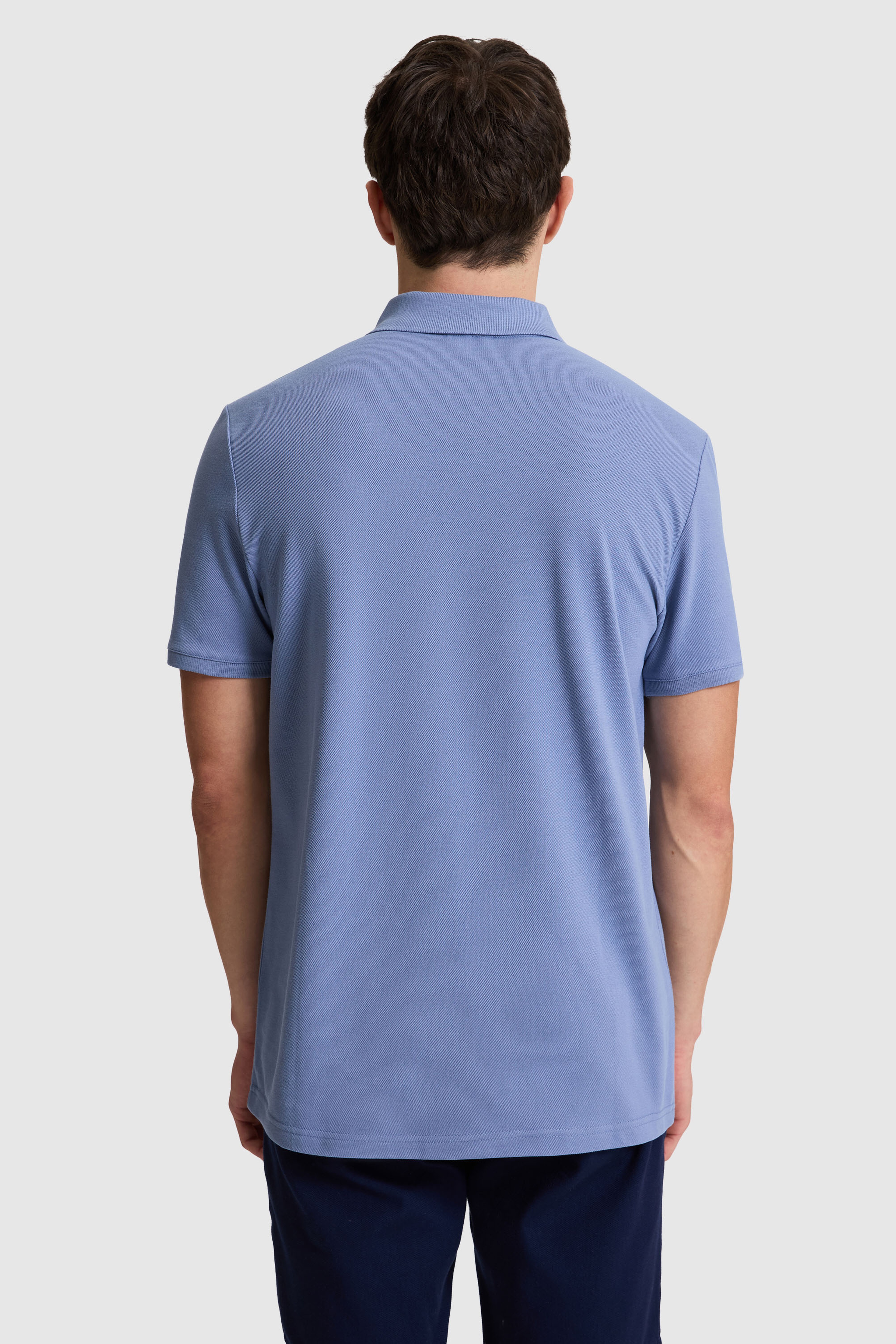 Erkek İndigo Regular Fit Polo Yaka Basic Tişört - Image 6