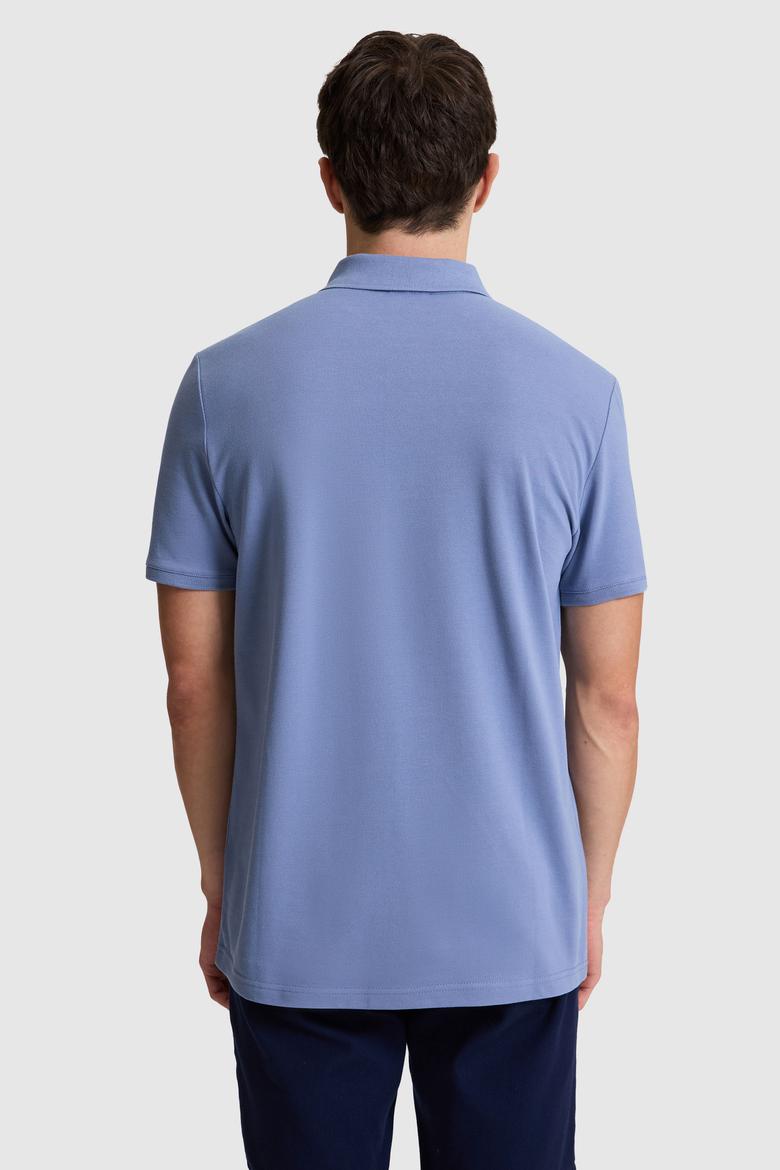 Erkek İndigo Regular Fit Polo Yaka Basic Tişört - 50326963062