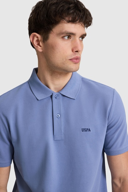 Erkek İndigo Regular Fit Polo Yaka Basic Tişört