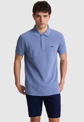 Erkek İndigo Regular Fit Polo Yaka Basic Tişört - 50326963062