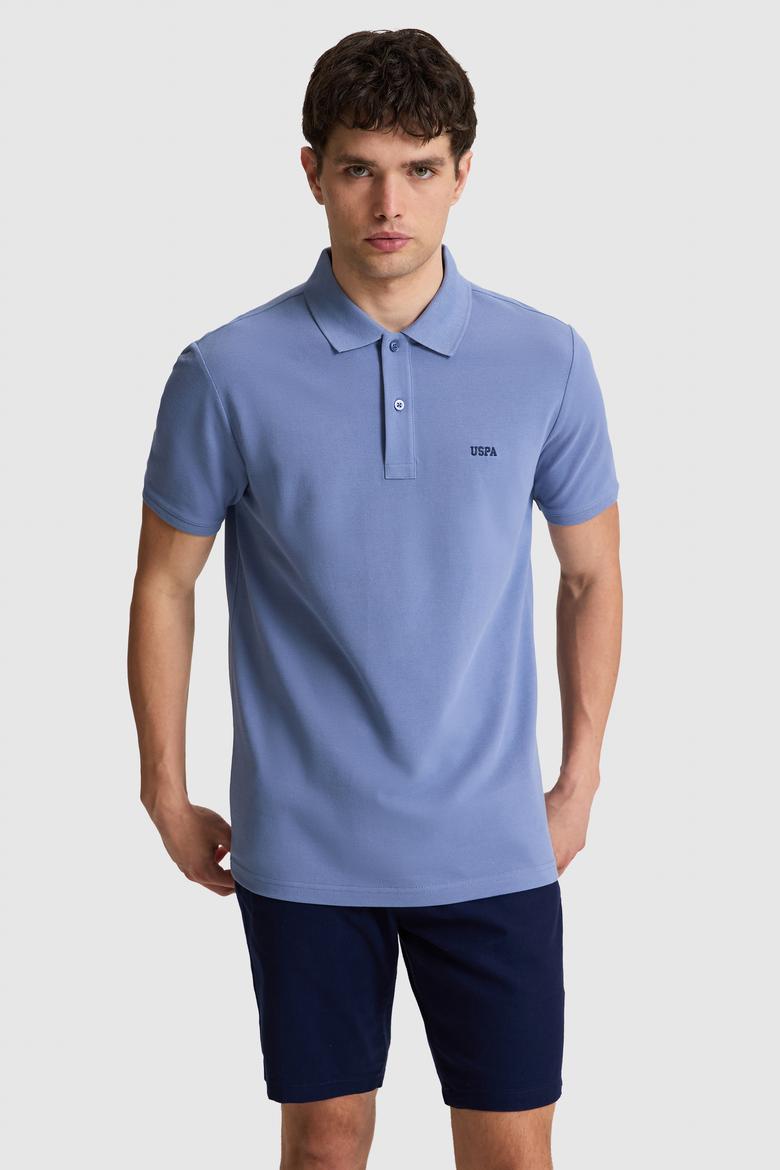 Erkek İndigo Regular Fit Polo Yaka Basic Tişört - 50326963062