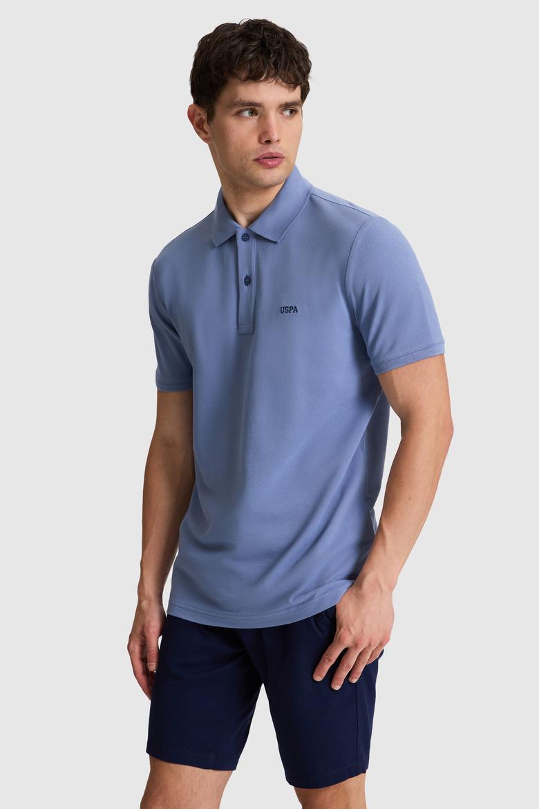 Erkek İndigo Regular Fit Polo Yaka Basic Tişört - 50326963062