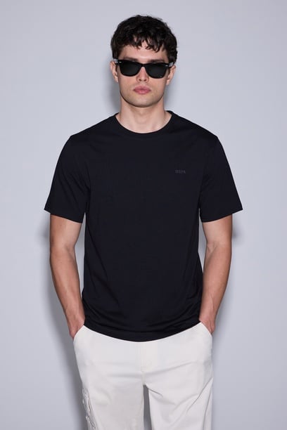 Erkek Siyah Regular Fit Polo Yaka Basic Tişört