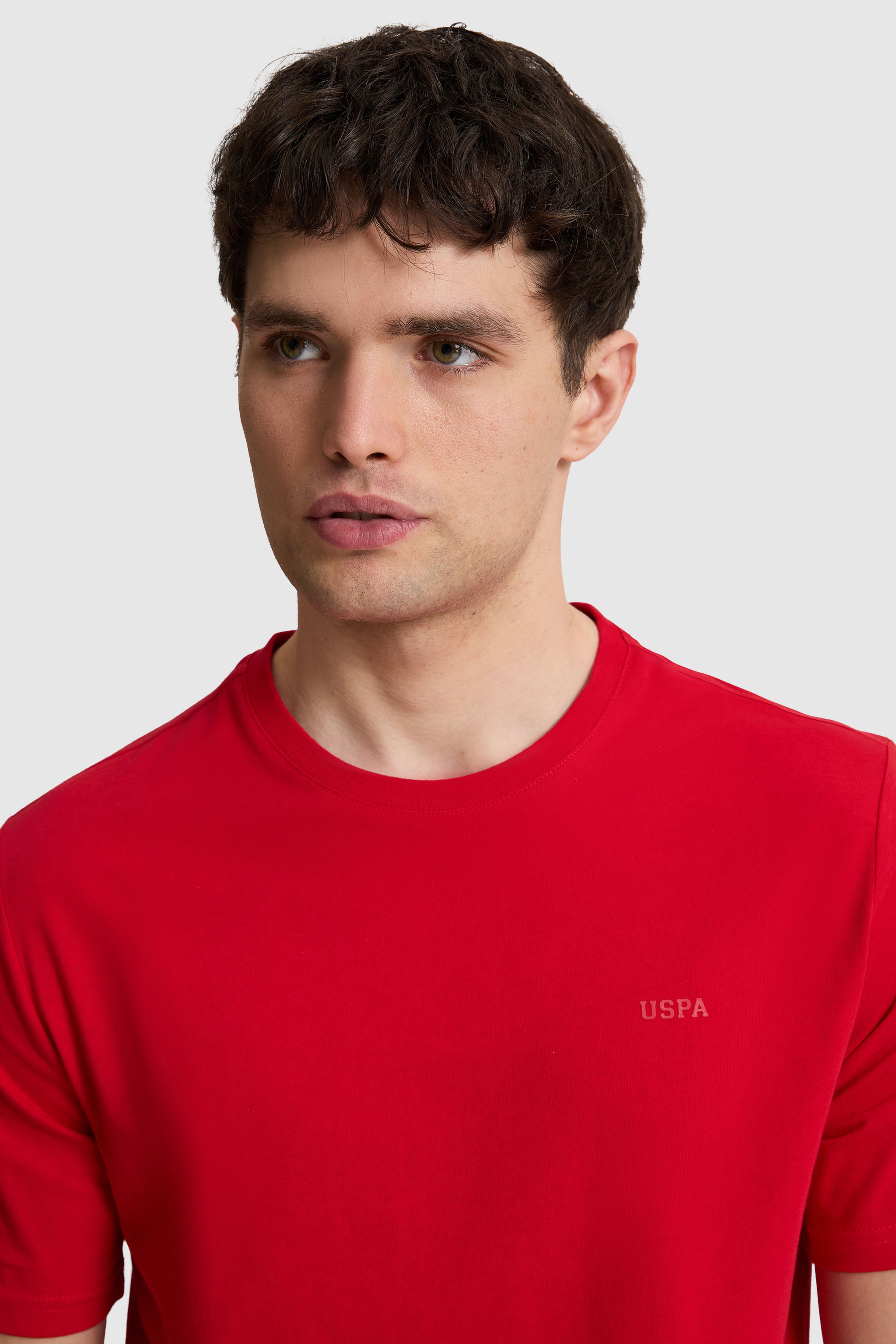 Erkek Kırmızı Regular Fit Bisiklet Yaka Basic Tişört - Image 2