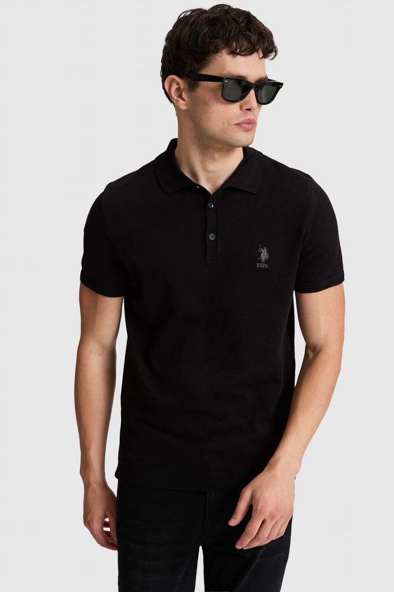 Erkek Siyah Polo Yaka Triko Tişört
