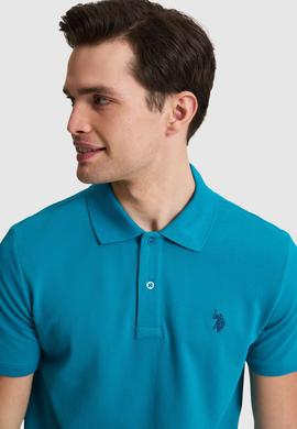 Erkek Petrol Slim Fit Polo Yaka Basic Tişört - 50322347188