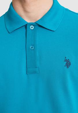 Erkek Petrol Slim Fit Polo Yaka Basic Tişört - 50322347188