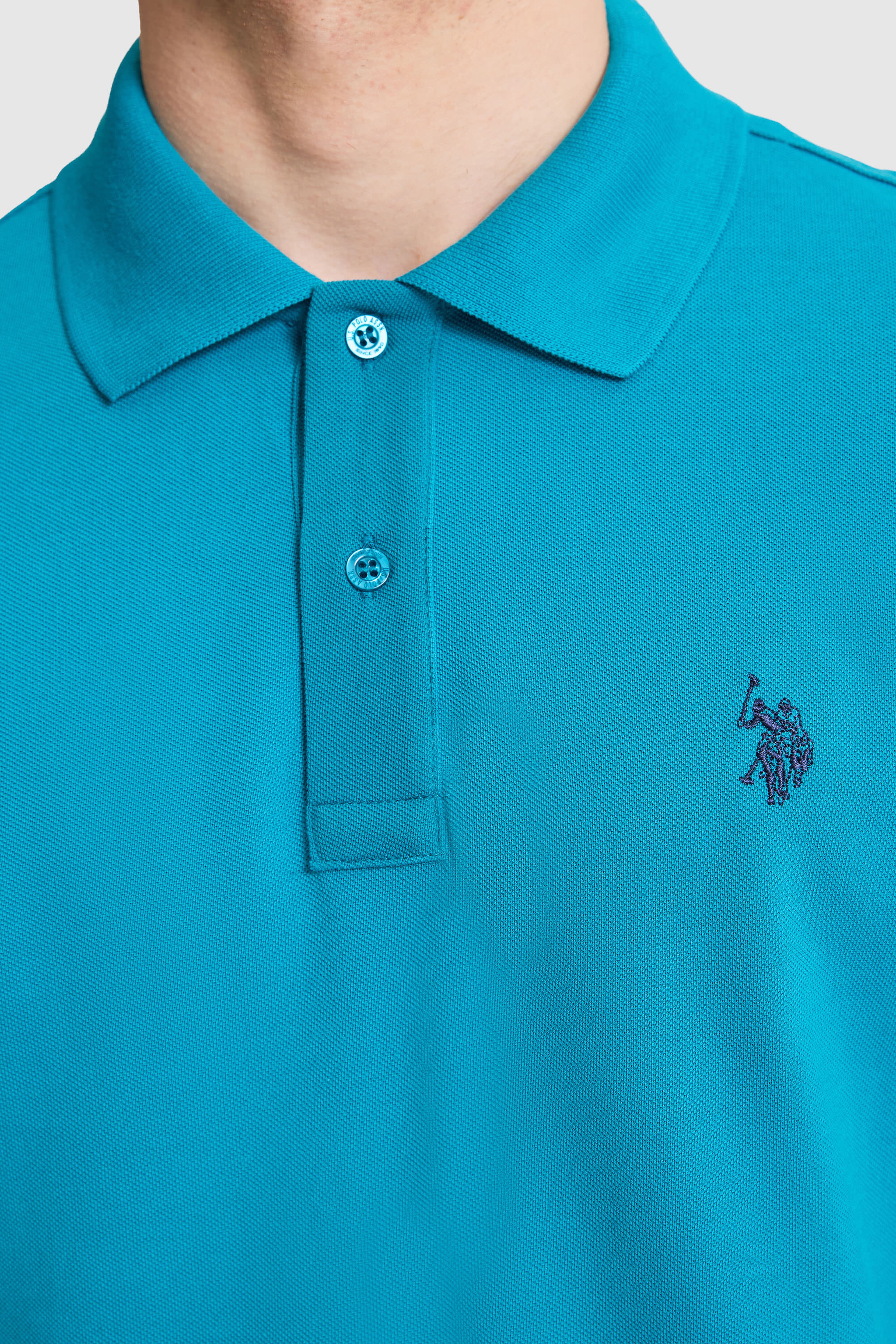 Erkek Petrol Slim Fit Polo Yaka Basic Tişört