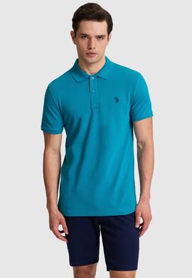 Erkek Petrol Slim Fit Polo Yaka Basic Tişört - 50322347188