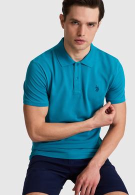 Erkek Petrol Slim Fit Polo Yaka Basic Tişört - 50322347188
