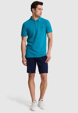 Erkek Petrol Slim Fit Polo Yaka Basic Tişört - 50322347188