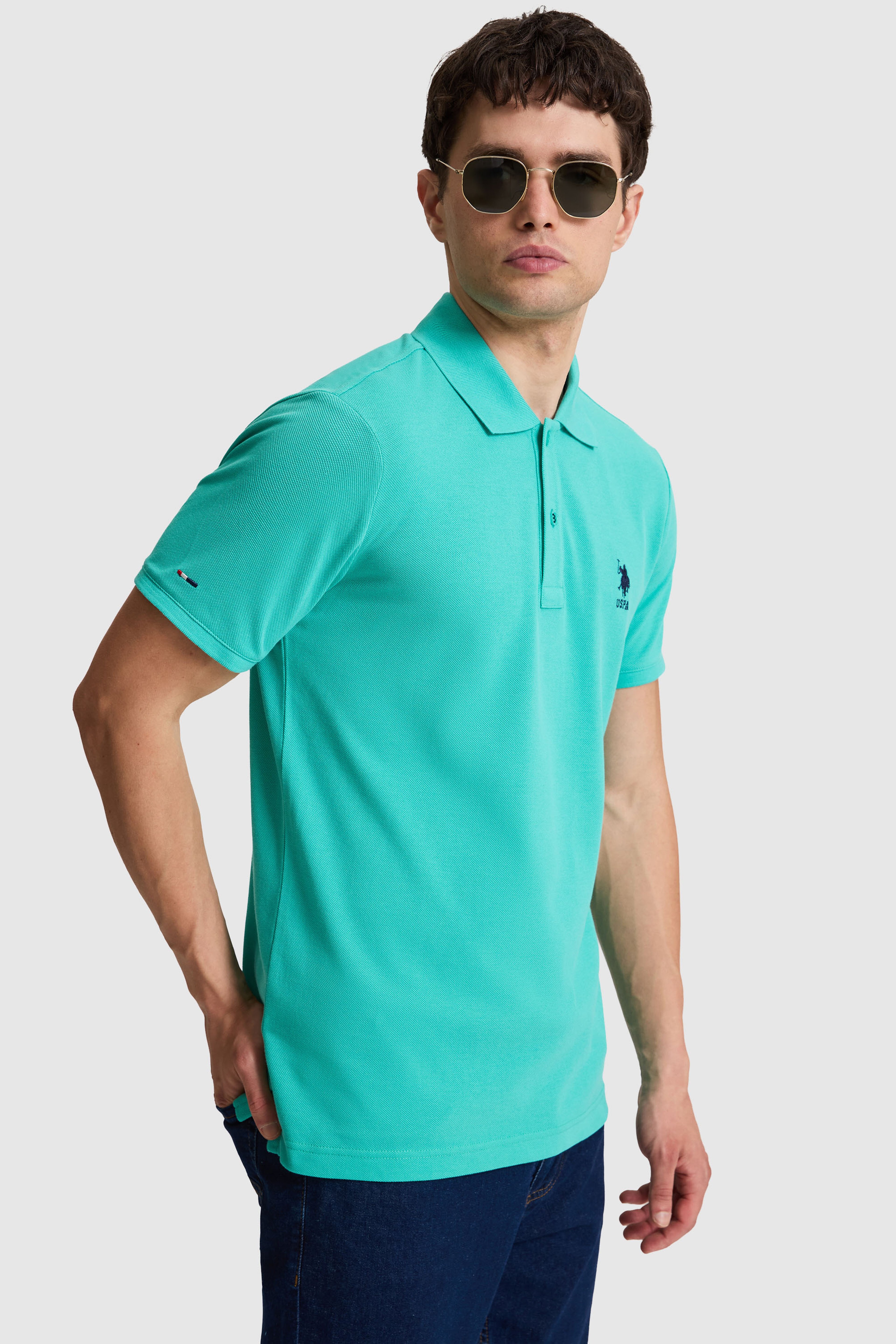 Erkek Mint Slim Fit Polo Yaka Basic Tişört - Image 3