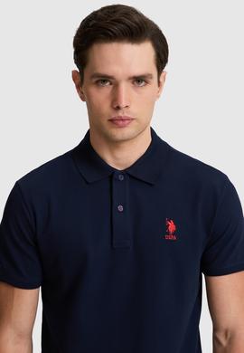 Erkek Lacivert Slim Fit Polo Yaka Basic Tişört - 50322303055