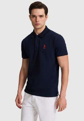 Erkek Lacivert Slim Fit Polo Yaka Basic Tişört - 50322303055