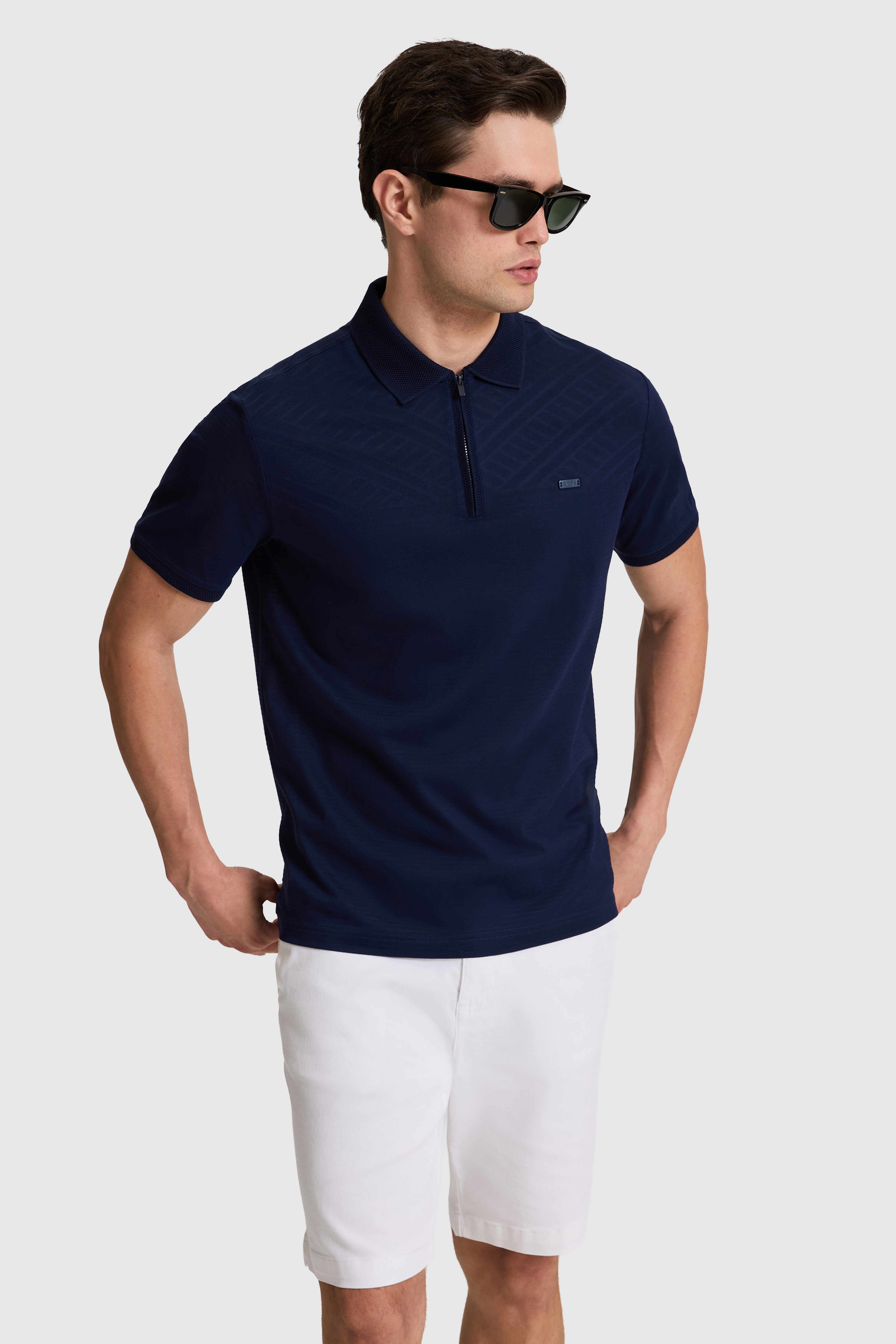 Erkek Lacivert Regular Fit Polo Yaka Tişört - Image 3