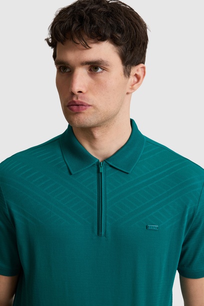 Erkek Koyu Yeşil Regular Fit Polo Yaka Tişört