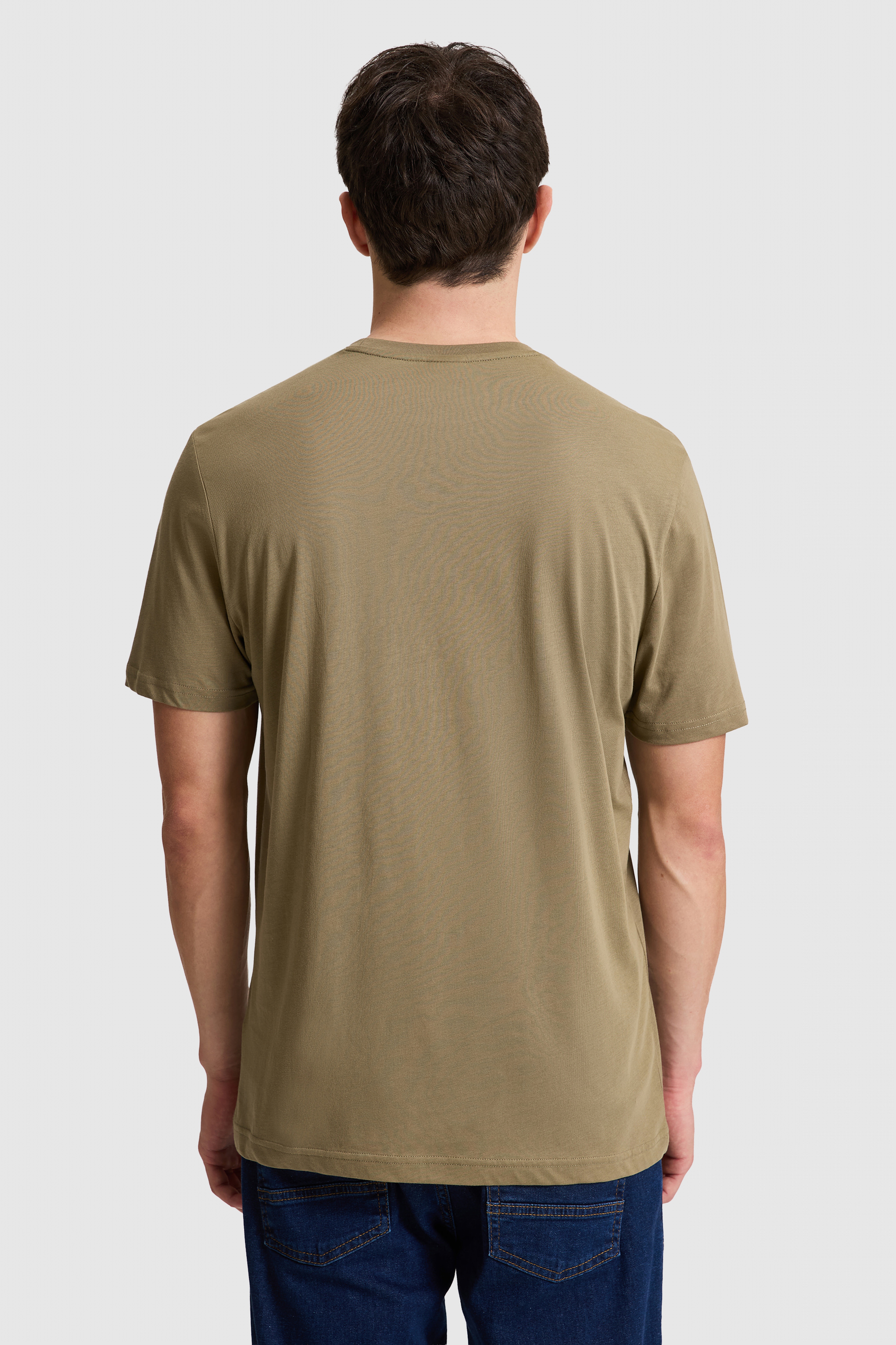 Erkek Haki Regular Fit Bisiklet Yaka Basic Tişört - Image 5
