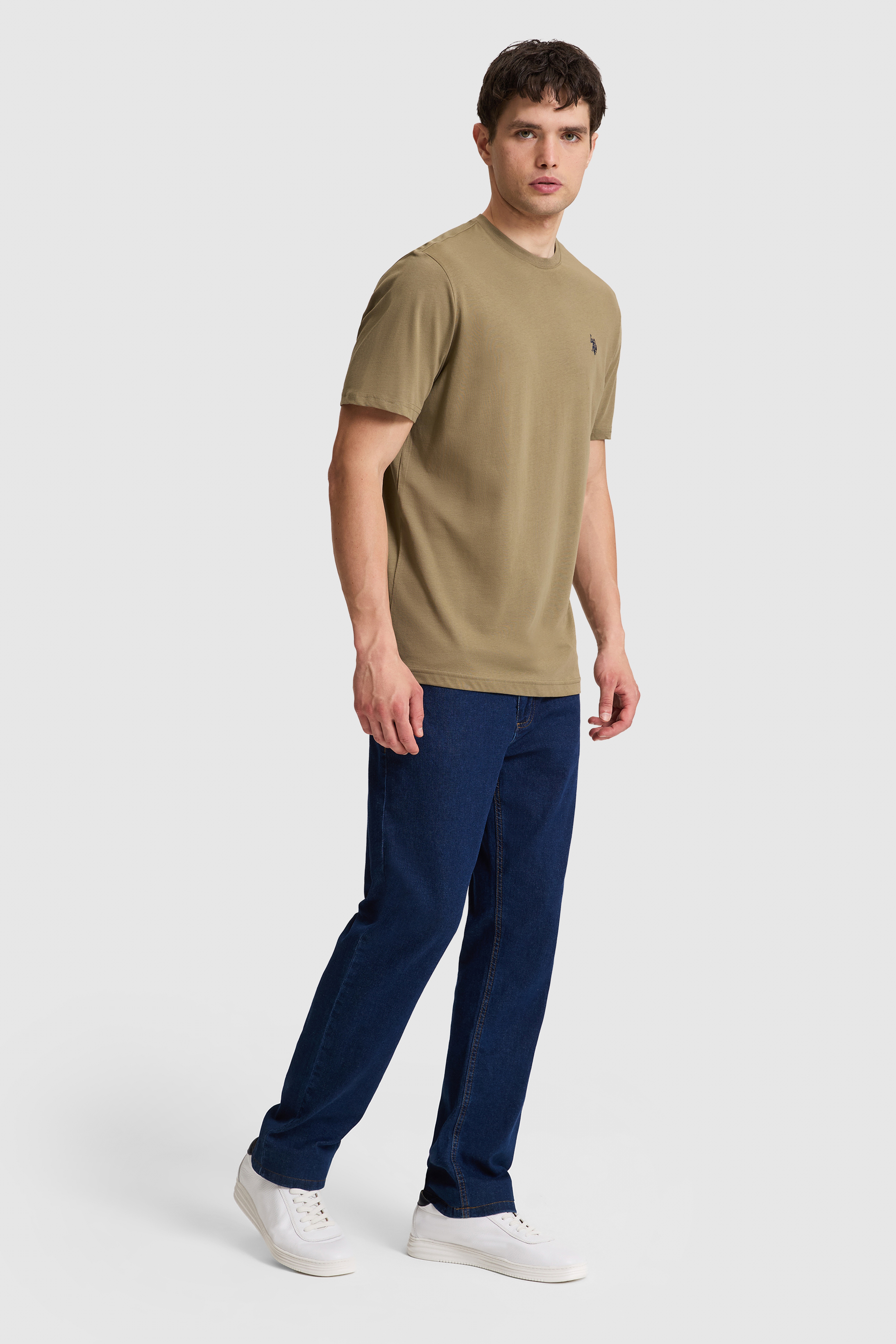 Erkek Haki Regular Fit Bisiklet Yaka Basic Tişört - Image 4