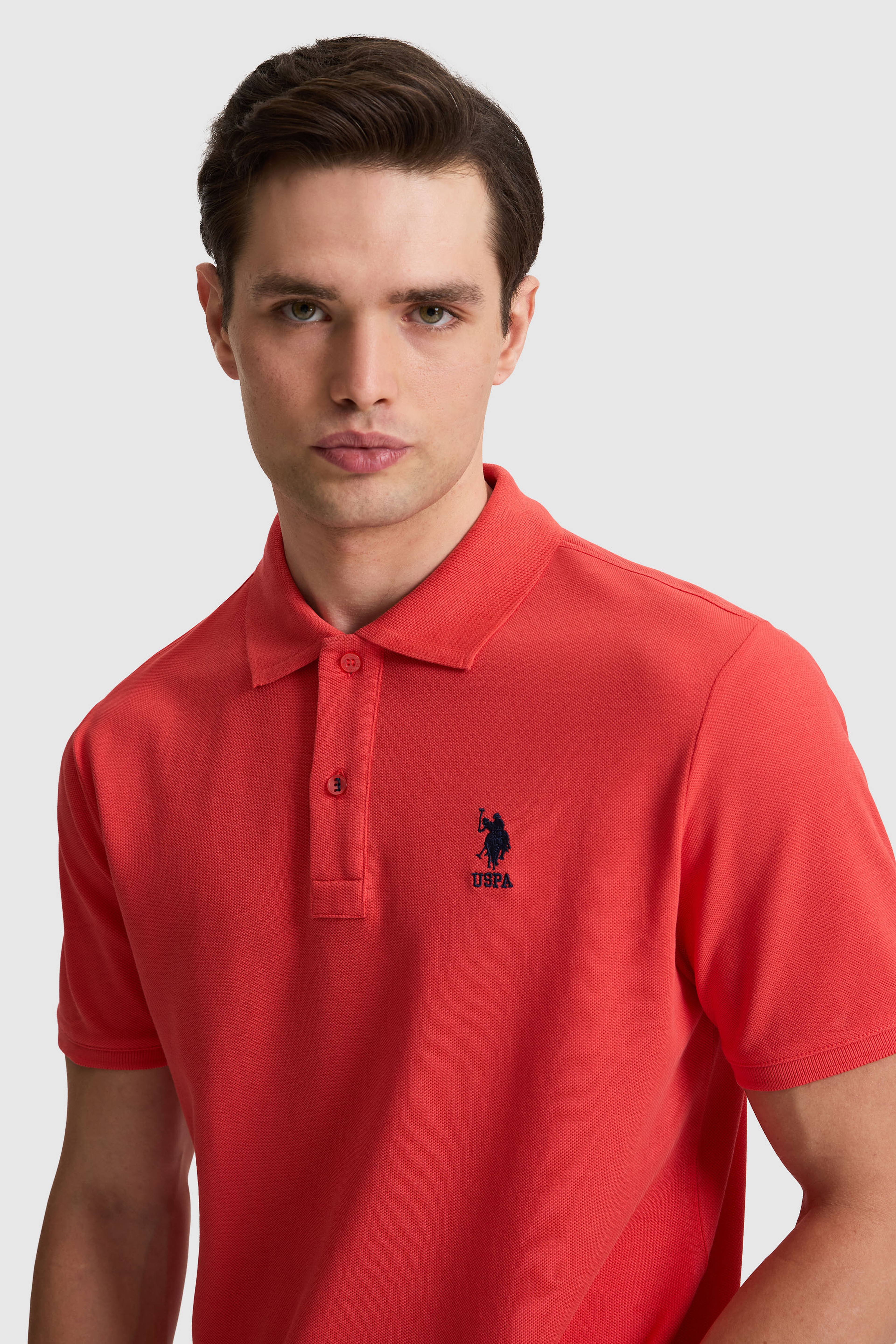 Erkek Regular Fit Polo Yaka Kırmızı Basic Tişört