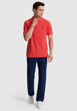 Erkek Regular Fit Polo Yaka Kırmızı Basic Tişört - 50322314177