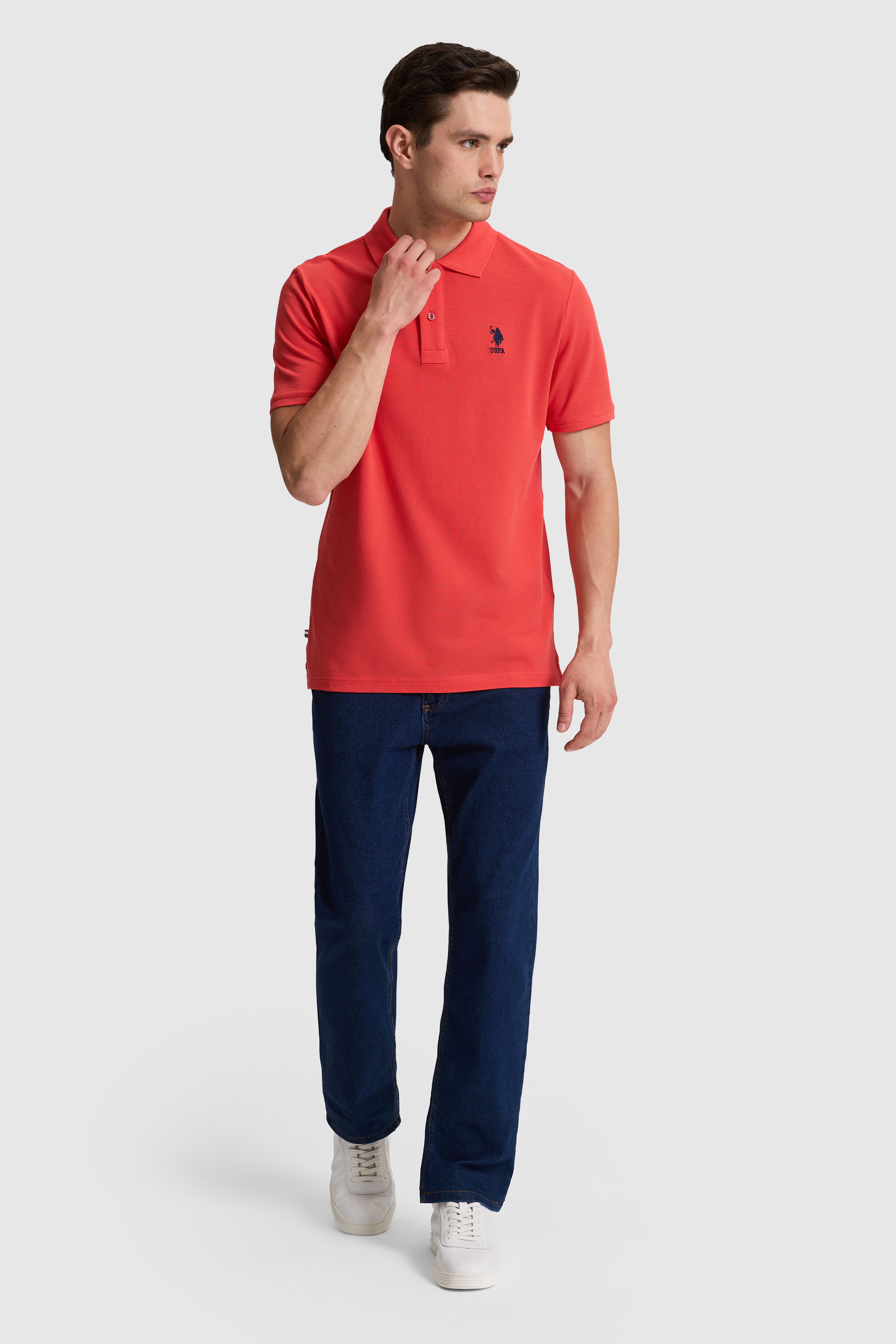 Erkek Regular Fit Polo Yaka Kırmızı Basic Tişört