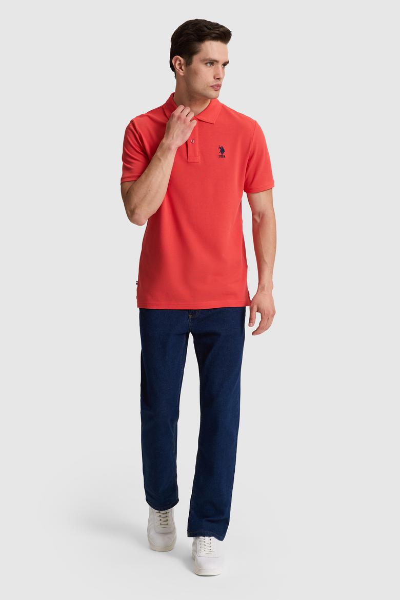Erkek Regular Fit Polo Yaka Kırmızı Basic Tişört - 50322314177