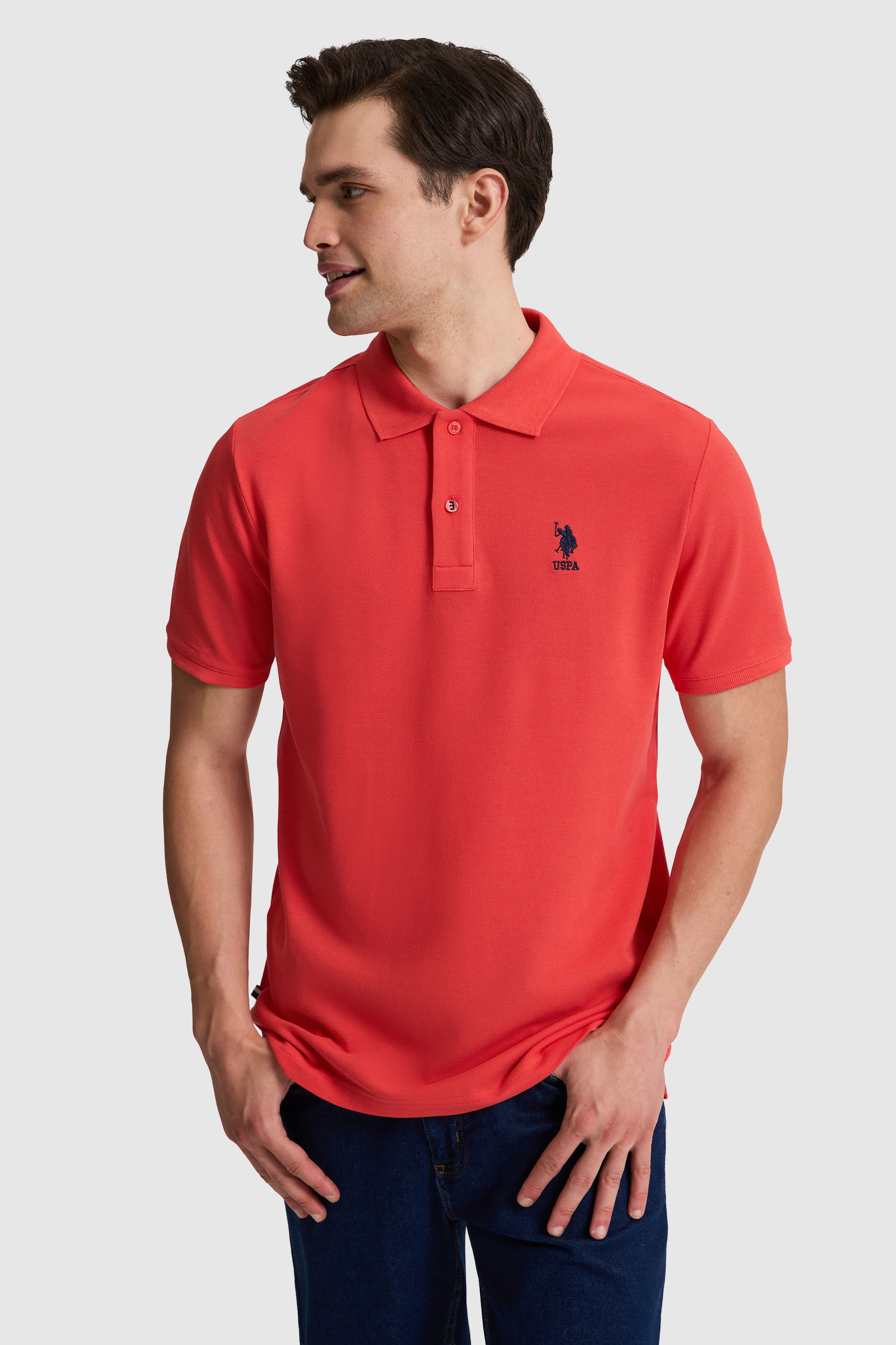 Erkek Regular Fit Polo Yaka Kırmızı Basic Tişört