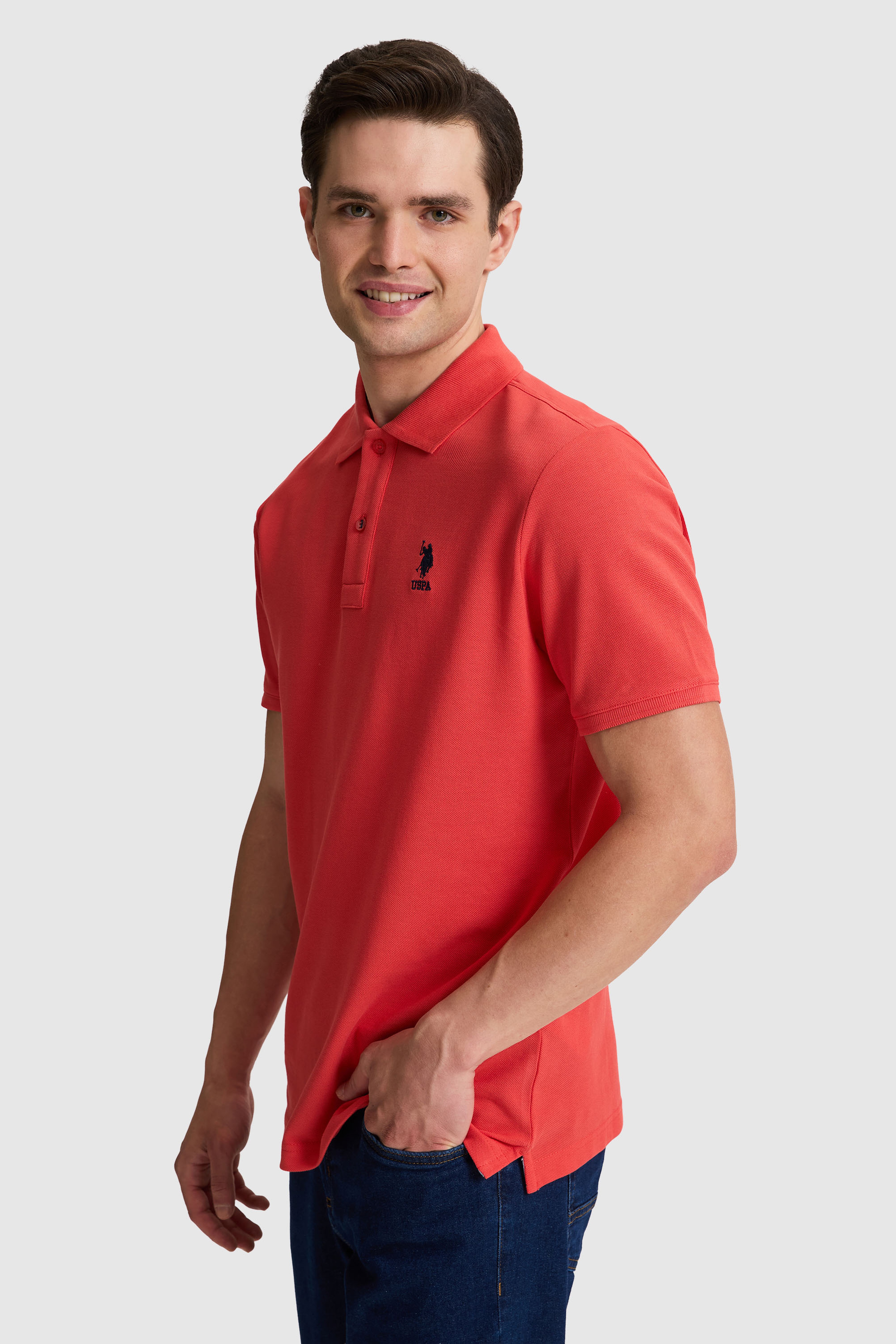 Erkek Regular Fit Polo Yaka Kırmızı Basic Tişört
