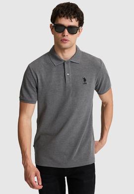 Erkek Antrasit Melanj Regular Fit Polo Yaka Basic Tişört - 50322314155
