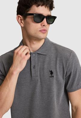Erkek Antrasit Melanj Regular Fit Polo Yaka Basic Tişört - 50322314155