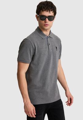Erkek Antrasit Melanj Regular Fit Polo Yaka Basic Tişört - 50322314155