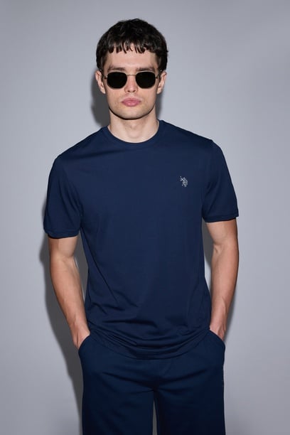 Erkek Lacivert Regular Fit Bisiklet Yaka Basic Tişört