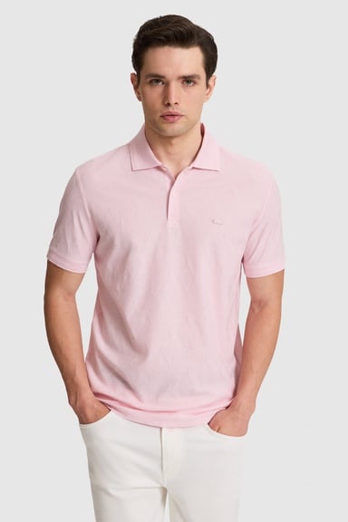 Erkek Açık Pembe Regular Fit Polo Yaka Tişört