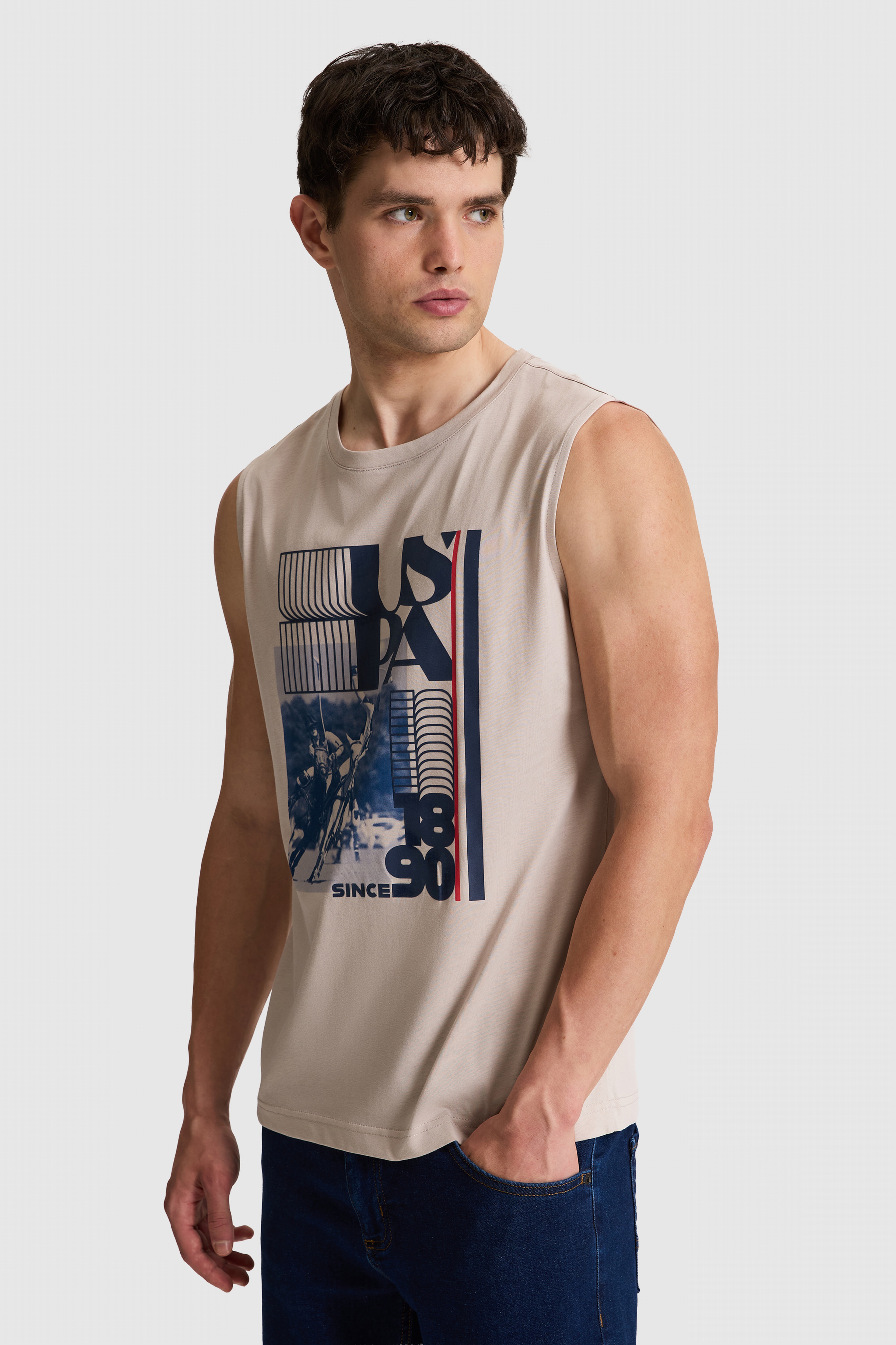Erkek Taş Regular Fit Bisiklet Yaka Tişört