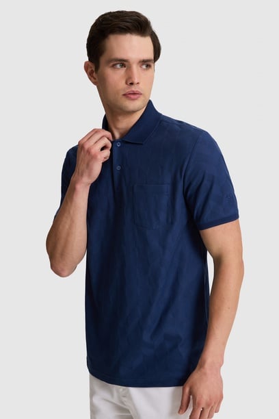 Erkek Açık Lacivert Regular Fit Polo Yaka Tişört