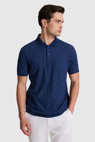 Erkek Açık Lacivert Regular Fit Polo Yaka Tişört