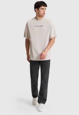 Erkek Taş Oversize Bisiklet Yaka Tişört - 50322539018