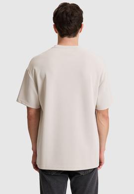 Erkek Taş Oversize Bisiklet Yaka Tişört - 50322539018