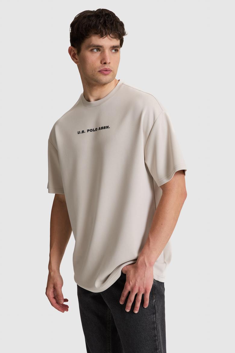 Erkek Taş Oversize Bisiklet Yaka Tişört - 50322539018